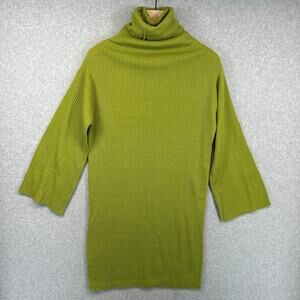 Newport News Sweater Dress Womens Size S Green 100% Acrylic Turtleneck Ribbed